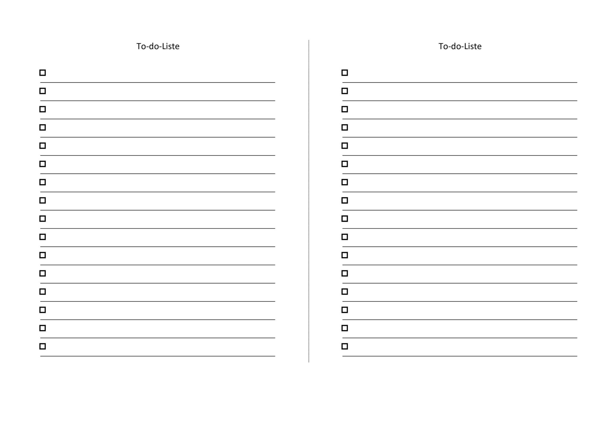 To-do-Listen - kostenlos als PDF - Vorlagen zum Ausdrucken