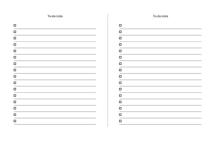 To-do-Listen - kostenlos als PDF - Vorlagen zum Ausdrucken